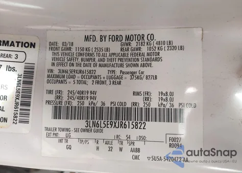 2018 Lincoln Mkz Reserve из США, поврежденный, VIN 3LN6L5E9XJR615822